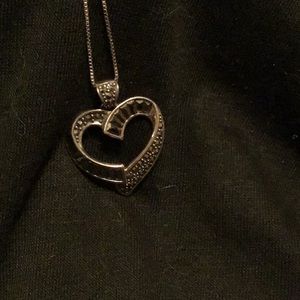Marcasite heart pendant; 925 sterling Thailand